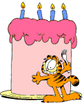garfield con la torta di compleanno