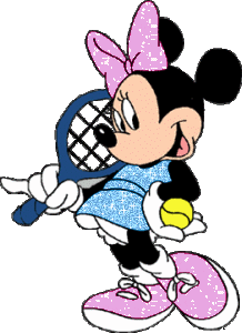 Minnie glitter che gioca a tennis