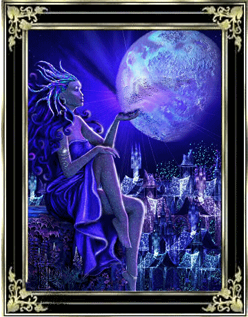 immagine di fantasia con donna che tocca la luna