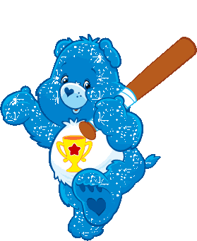 orsetto del cuore blu con mazza da baseball